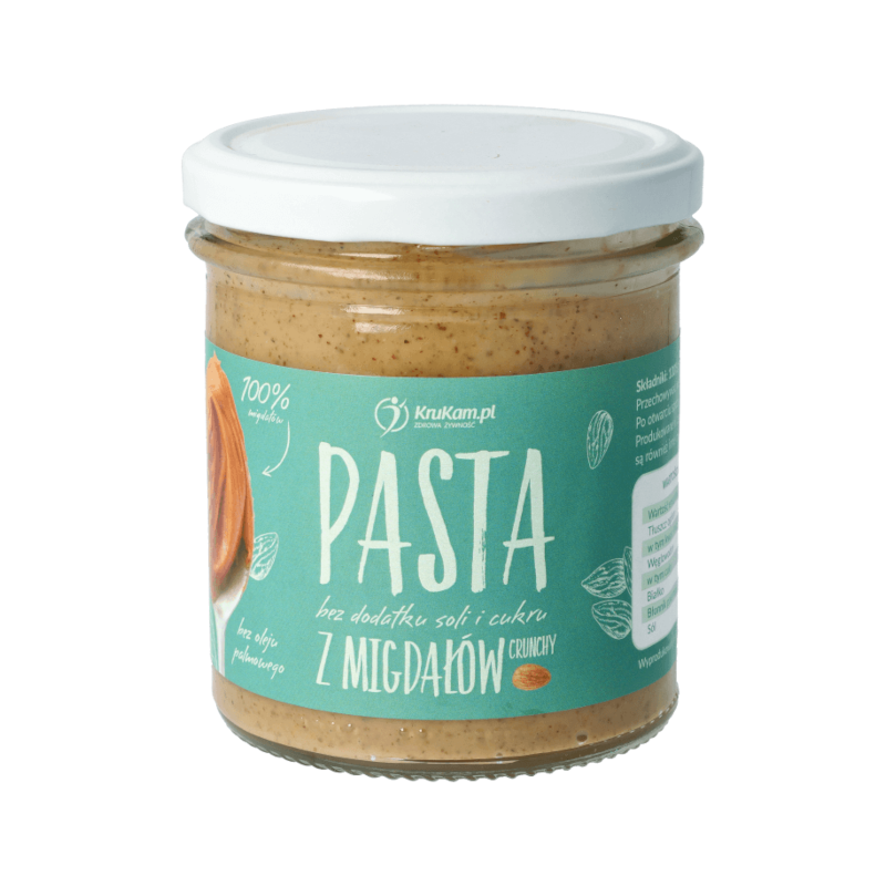 KruKam Pasta Migdałowa Crunchy 300g - Zdrowa i Pyszna