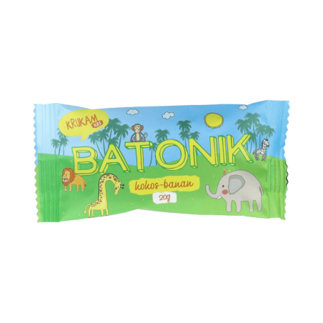 KruKam Batonik Daktylowy Kokos Banan 20g - Zdrowa Przekąska Energetyczna