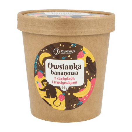 KruKam Owsianka Bananowa z Czekoladą i Truskawkami - Zdrowe śniadanie