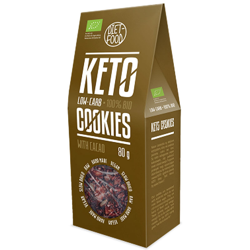 Diet-Food Keto Ciastka Kakao Bio 80g - Niskowęglowodanowa Przekąska
