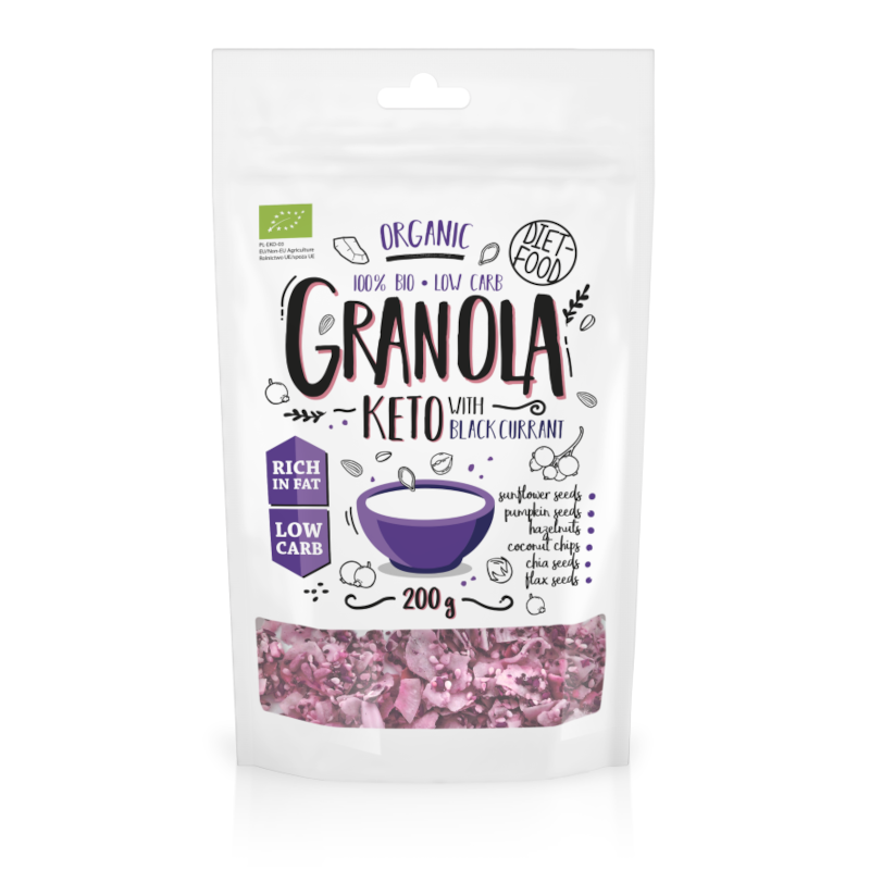 Diet-Food Granola Keto Czarna Porzeczka Bio 200g | Zdrowe śniadanie keto