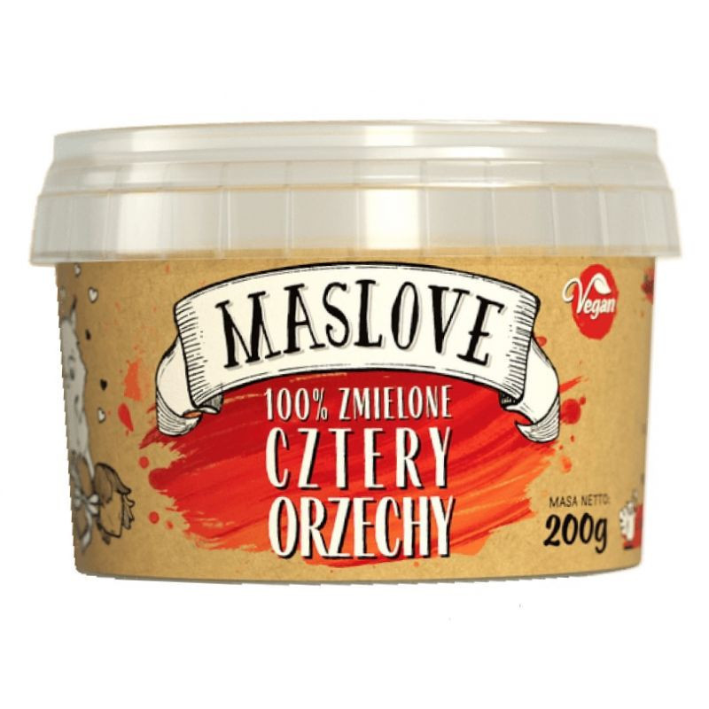 Maslove Masło Orzechowe Cztery Orzechy 200g - Zdrowa Żywność
