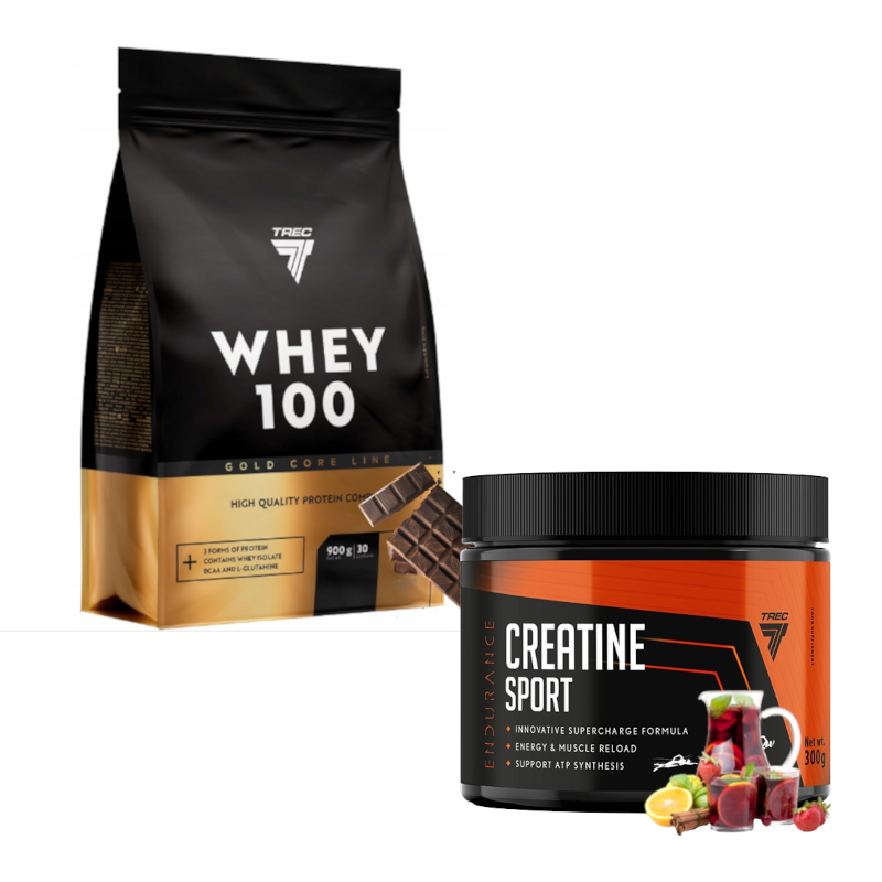 Trec Nutrition Gold Core Line Whey 100 + Creatine Sport - Zestaw dla sportowców