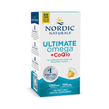Nordic Naturals Ultimate Omega CoQ10 1280 - 120 kapsułek - Zdrowe Kwasy Omega-3 i Koenzym Q10