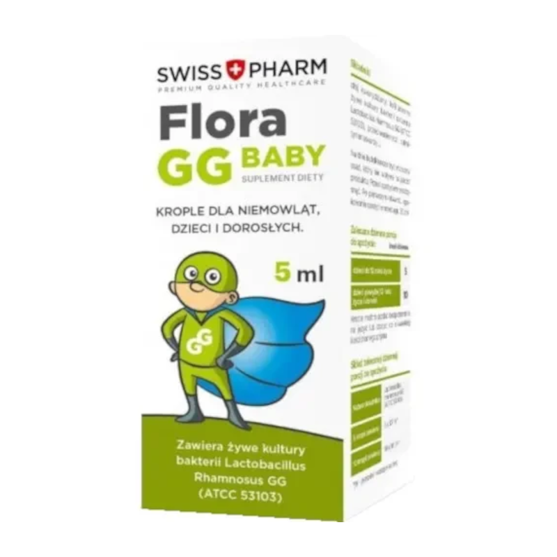SwissPharm Flora GG Baby Krople Probiotyczne 5ml - Wsparcie Układu Pokarmowego