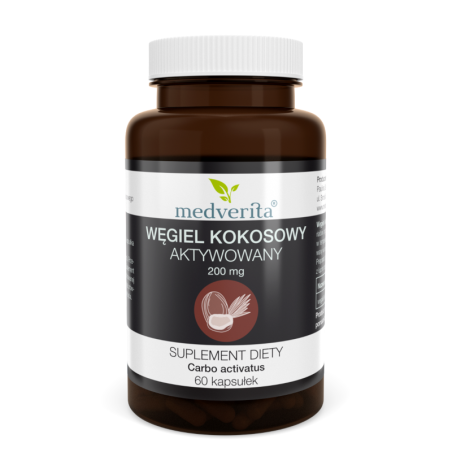 MEDVERITA Węgiel Kokosowy Aktywny 200mg 60kaps - Trawienie i Detoks