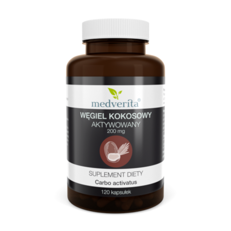 Medverita Węgiel Kokosowy Aktywny 200mg 120kaps – Detoks i Trawienie