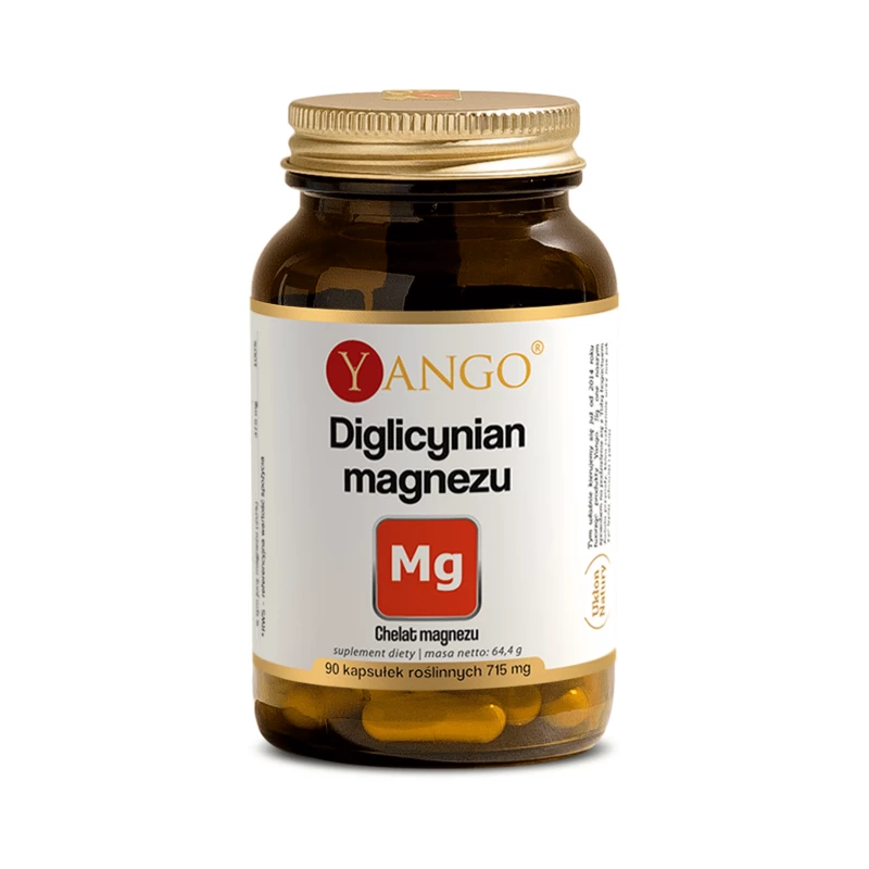 Yango Diglicynian Magnezu 90 kaps - Suplement na skurcze, stres i energię