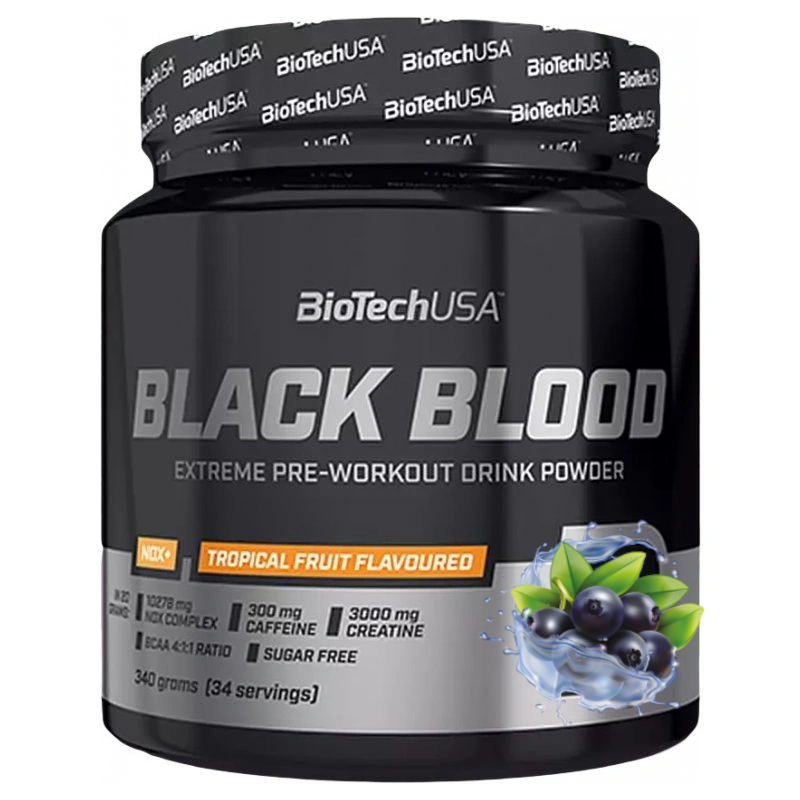 BioTechUSA Black Blood CAF+ 300g - Przedtreningówka Bez Kreatyny | Energia i Moc