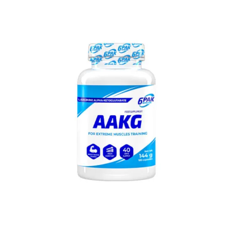6PAK Nutrition AAKG 120 kaps - Pompa Mięśniowa, Siła i Wytrzymałość