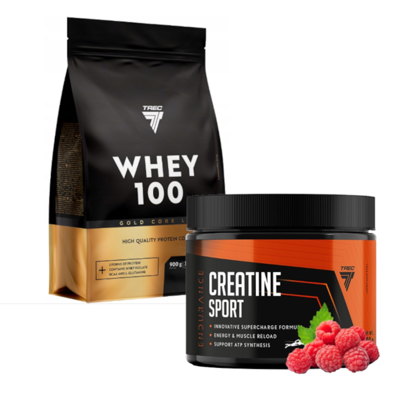 Trec Nutrition Gold Core Line Whey 100 + Creatine Sport - Zestaw dla Sportowców