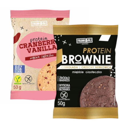 Frank&Oli Proteinowe Ciastko Zestaw Wanilia Żurawina Brownie Orzech 2x50g