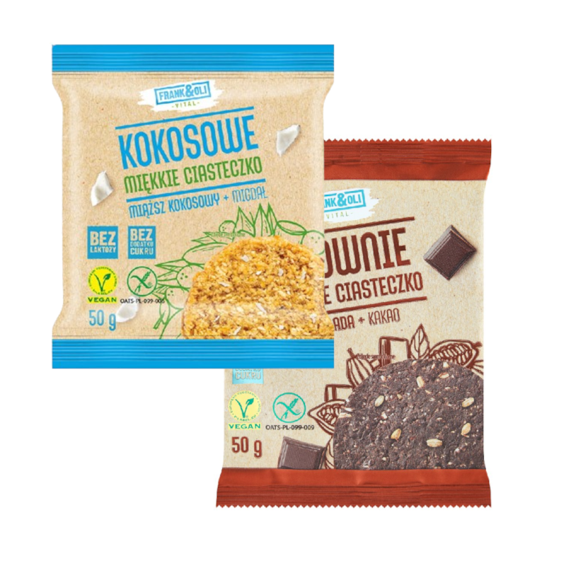Frank&Oli Ciasteczka Dietetyczne Kokos Migdał + Brownie 50g - Zdrowe Słodycze