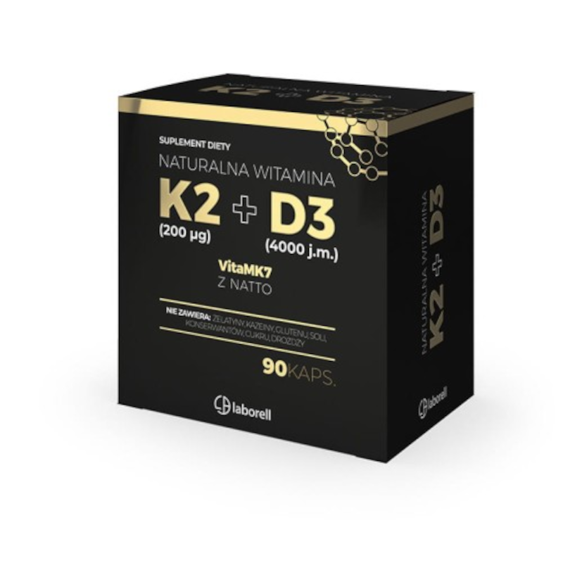 Laborell D3+K2 Natto MK7 90 kaps - Witamina D3 i K2 dla zdrowia kości, serca i odporności