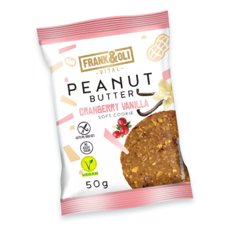 Frank&Oli Soft Cookie P.Butter Cranberry Wanilia 50g - Zdrowa przekąska