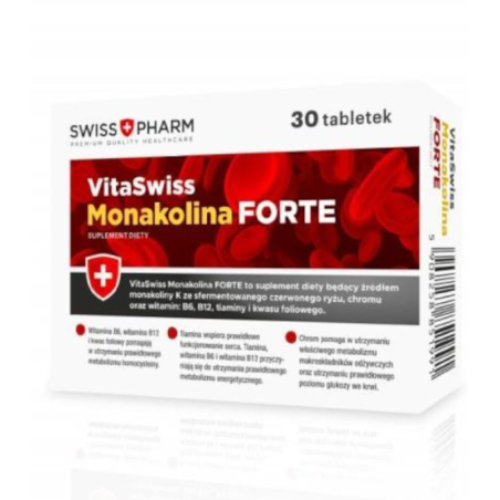 SwissPharm VitaSwiss Monakolina Forte - Cholesterol, Serce, 30 tabletek