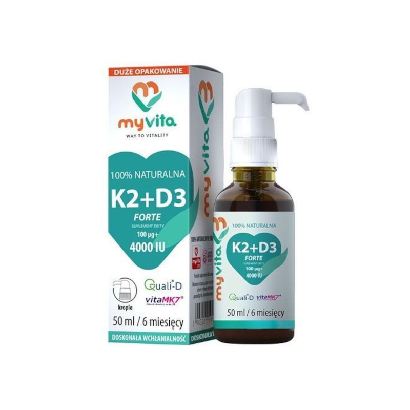 MyVita D3+K2 MK7 Forte 4000IU 50ml - Witamina D3 i K2 dla zdrowia kości i odporności