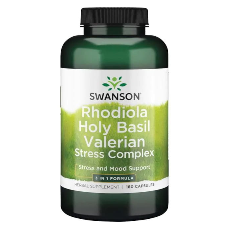 Swanson Rhodiola Holy Basil Valerian Stress 180 kaps - Na Stres i Nerwy
