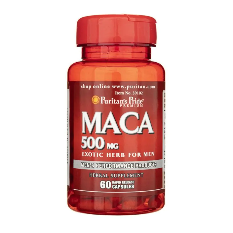 Puritan's Pride Maca 500mg 60 kaps. - Energia, Libido, Wytrzymałość