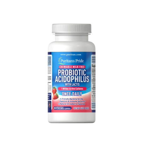 Puritan's Pride Probiotic Acidophilus Truskawkowy - Zdrowe Jelita i Odporność