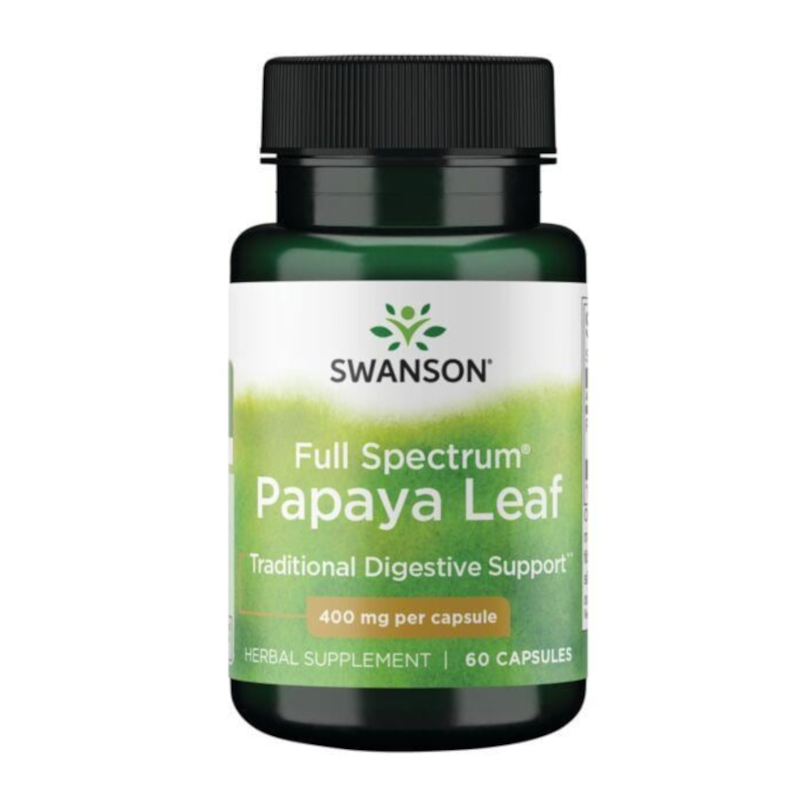 Swanson Papaya Leaf 400mg 60 kaps. - Wsparcie Trawienia