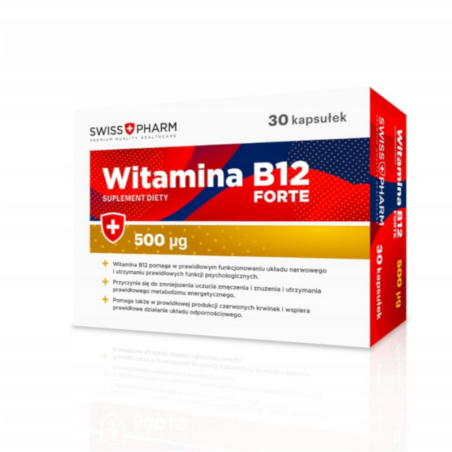SwissPharm Witamina B12 Forte 30 kaps - wsparcie układu nerwowego i energii