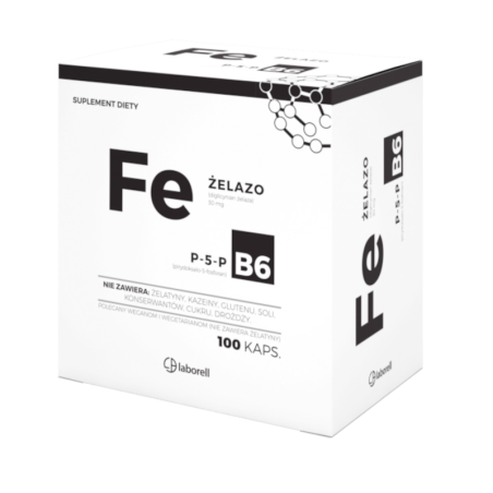 Laborell Żelazo + B6 100 kaps. - Suplement na niedobory żelaza