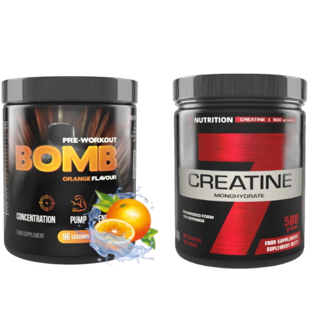 7Nutrition Creatine Monohydrate + BOMB Orange - Zestaw dla sportowców