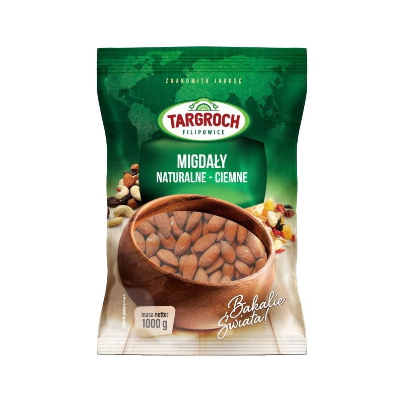 Targroch Migdały Naturalne Ciemne 1kg - Zdrowa Przekąska