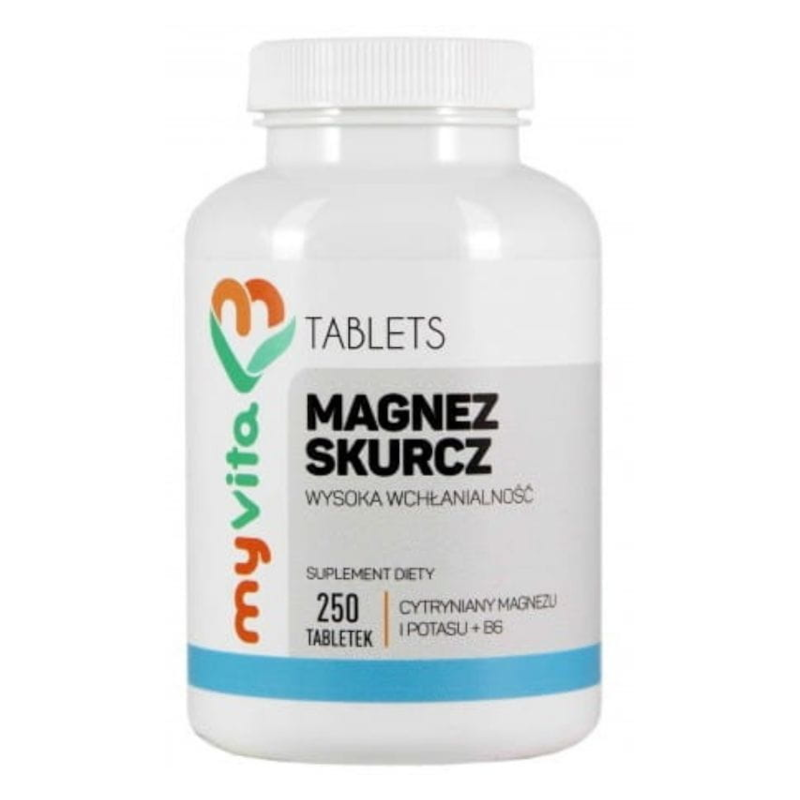 MyVita Magnez Skurcz 250 tabl. - Magnez, Potas, Witamina B6