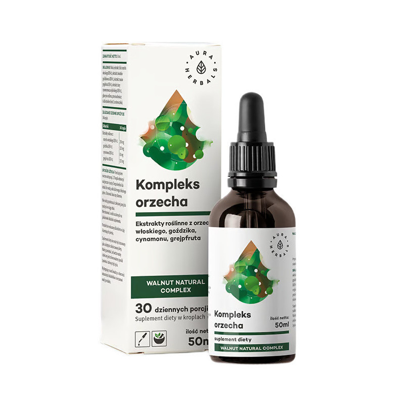 Aura Herbals Orzech Kompleks krople 50ml - wsparcie trawienia