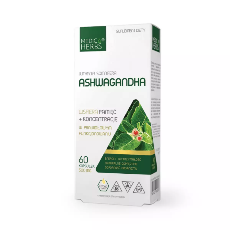 Medica Herbs Ashwagandha 60 kaps. - Adaptogen na stres i energię