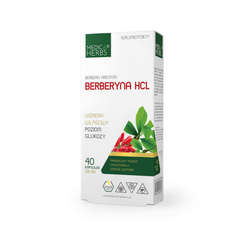 Medica Herbs Berberyna HCL 40 kaps - Wsparcie dla metabolizmu i serca