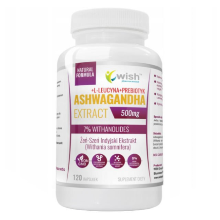 WISH Ashwagandha Extract + L-Leucyna 120kaps - Adaptogeny na stres