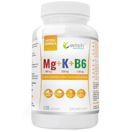 WISH Mg+K+Vit B6 120vkaps - Magnez, Potas, Witamina B6