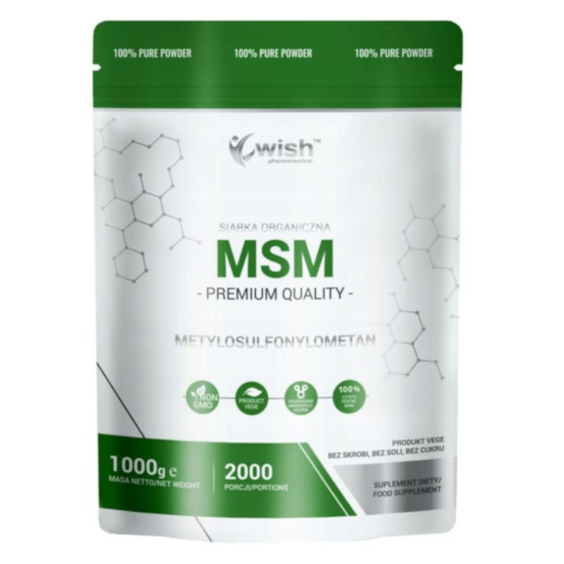 WISH MSM Siarka Organiczna 1000g - Regeneracja Stawów i Skóry