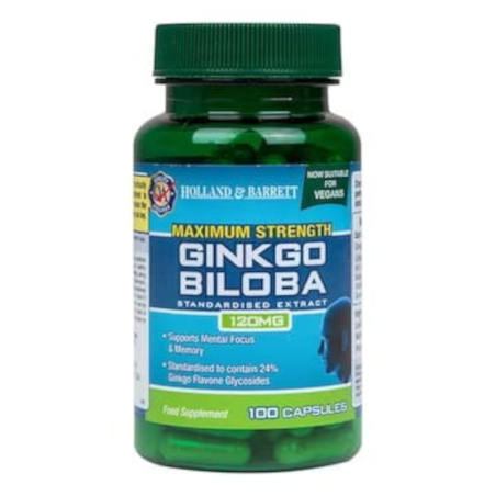 Holland & Barrett Ginkgo Biloba 120mg 100kaps - Pamięć i Koncentracja