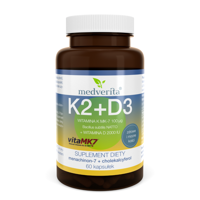 Medverita Witamina K2 Mk7 + D3 60 kaps - Wzmocnij Kości i Odporność