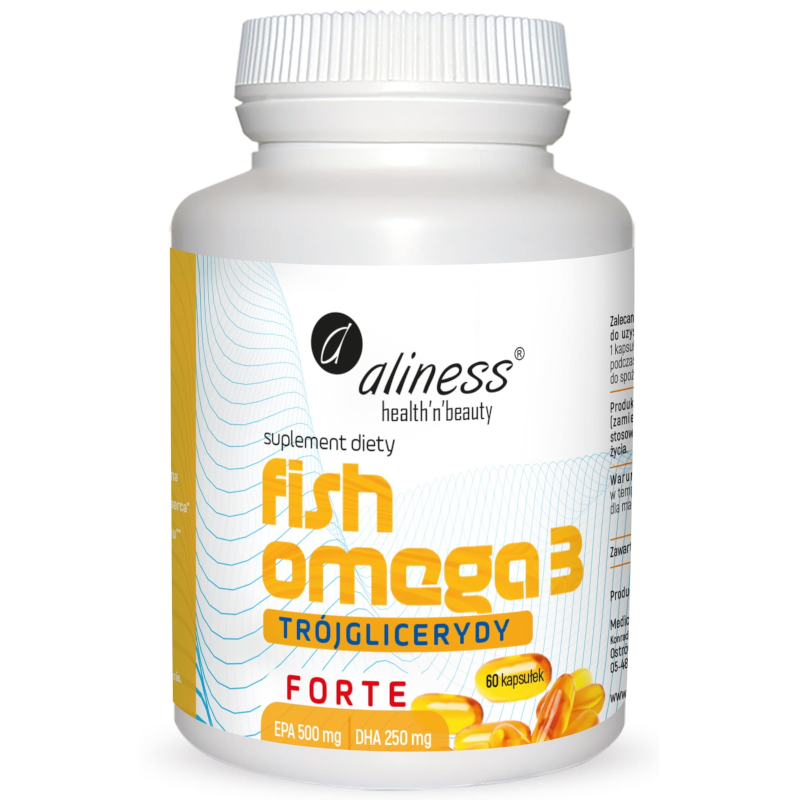 Aliness Fish Omega 3 Forte Trójglicerydy 60 kaps - Omega 3 dla zdrowia serca i mózgu