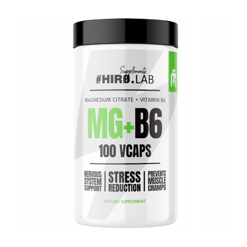 Hiro Lab Magnesium Citrate B6 - Magnez i Witamina B6 na Energię i Skurcze