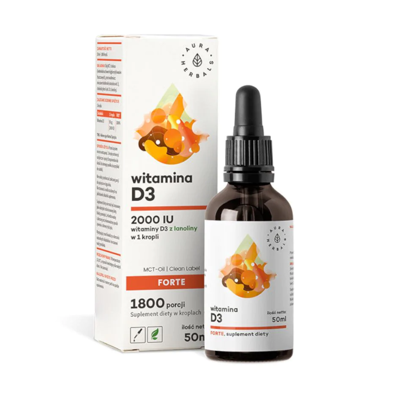 Aura Herbals Witamina D3 2000UI Forte MCT 50ml - Naturalne Wsparcie Odporności