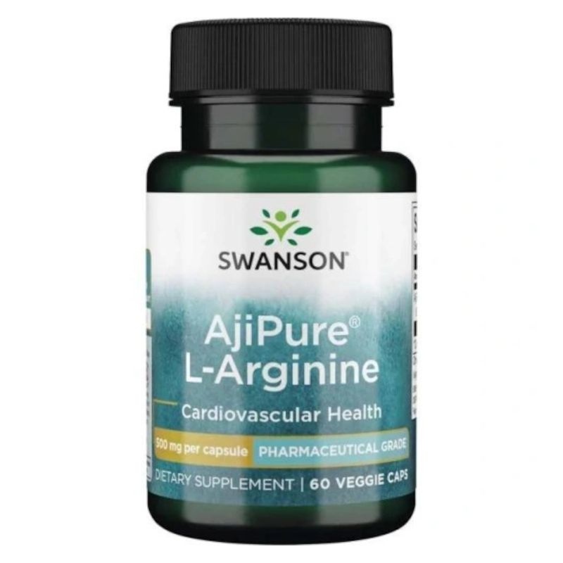 Swanson L-Arginine AjiPure 500mg 60vkaps - Wsparcie dla Serca i Układu Krążenia