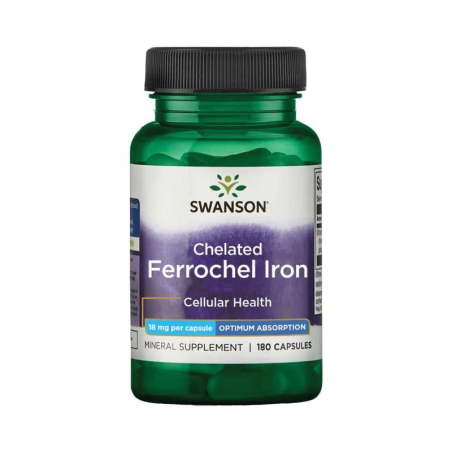 Swanson Albion Chelat Żelaza 18mg 180 kaps - żelazo w kapsułkach