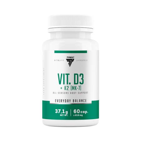 Trec Nutrition VIT D3 + K2 60 kaps - Witamina D3 i K2 dla zdrowych kości i odporności