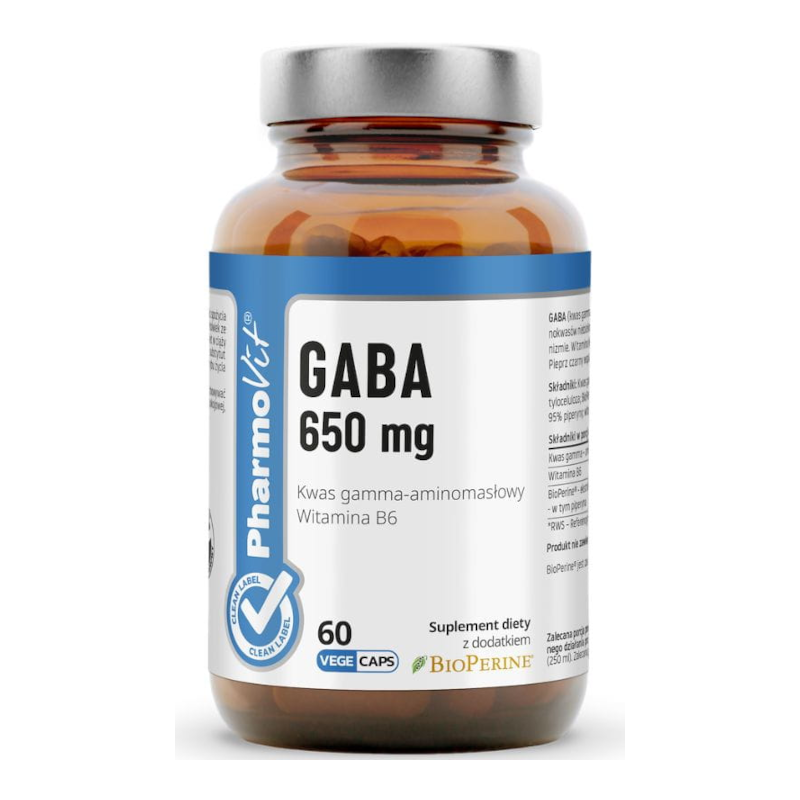 Pharmovit GABA 650mg 60 kaps - na sen i stres
