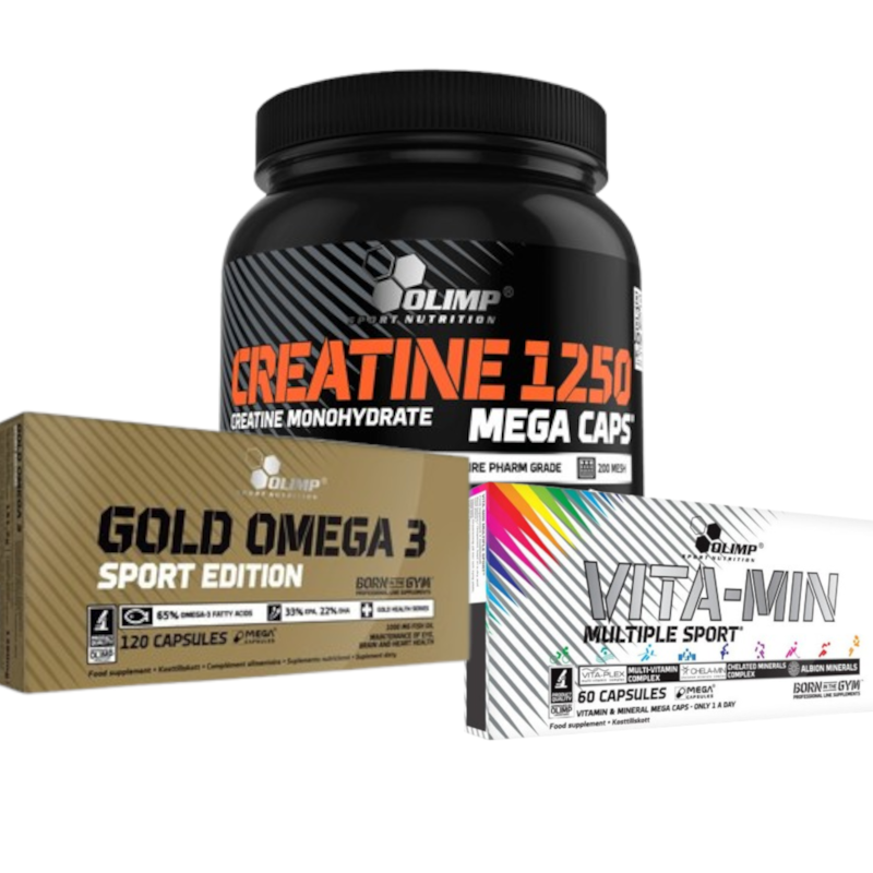Olimp Vita-Min + Creatine 1250 + Gold Omega 3 - Zestaw dla Aktywnych