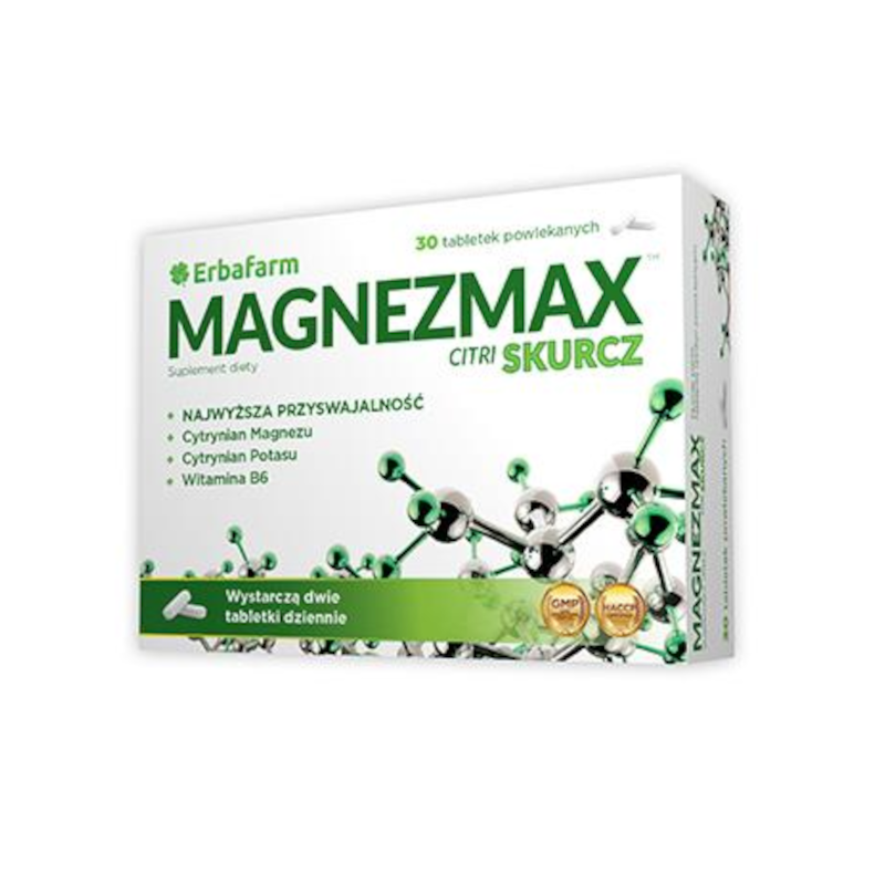 ErbaFarm MagnezMax Citri Skurcz 30tab - Magnez na skurcze i stres