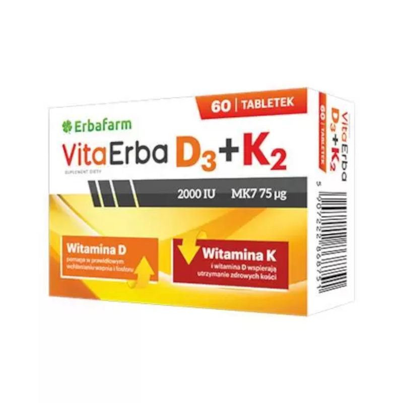 ErbaFarm VitaErba D+K - Witamina D3 i K2 dla mocnych kości i odporności