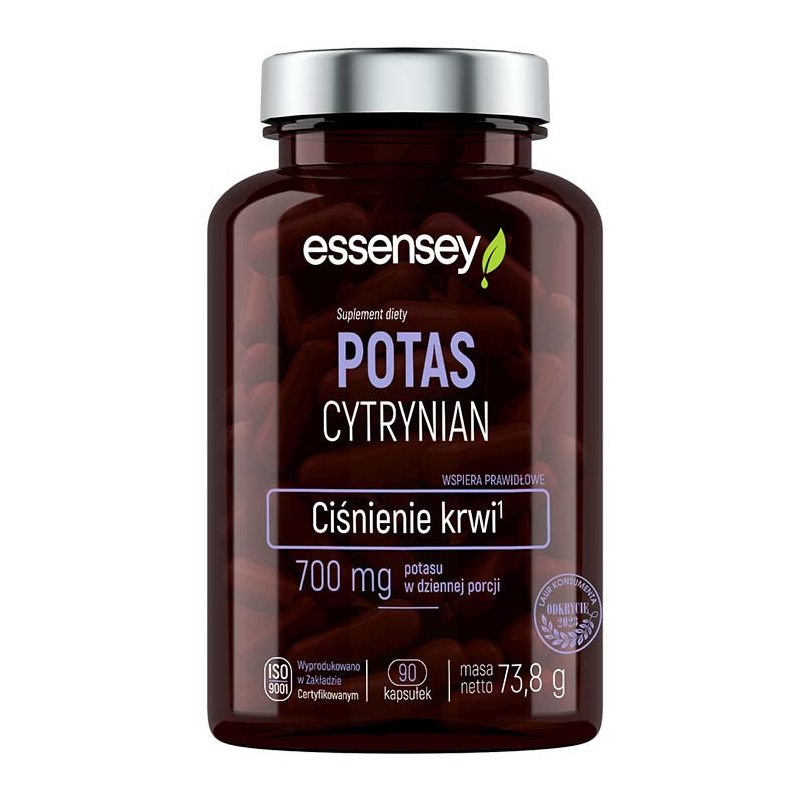 Essensey Potas Cytrynian 90 kaps. - Suplement Potasu