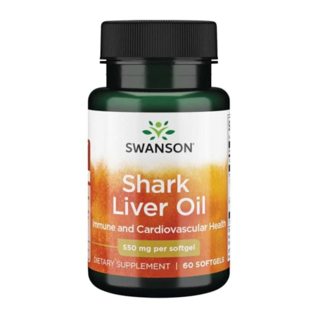 Swanson Shark Liver Oil 550mg 60 Softgels - Wsparcie dla serca i odporności